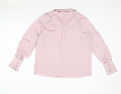 Womens UK Size 14 Very Pink Basic Button-Up