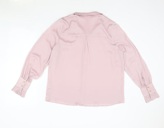 Womens UK Size 14 Very Pink Basic Button-Up