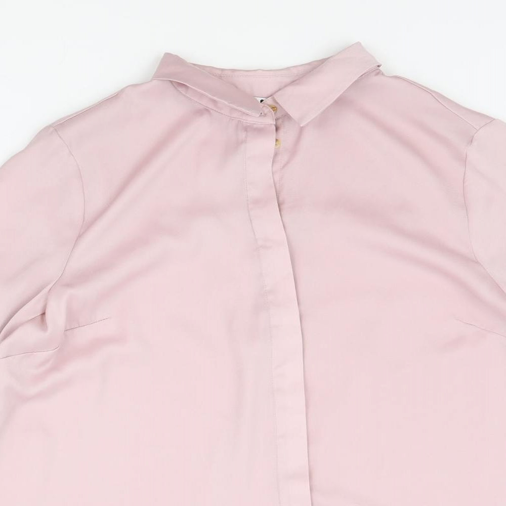 Womens UK Size 14 Very Pink Basic Button-Up