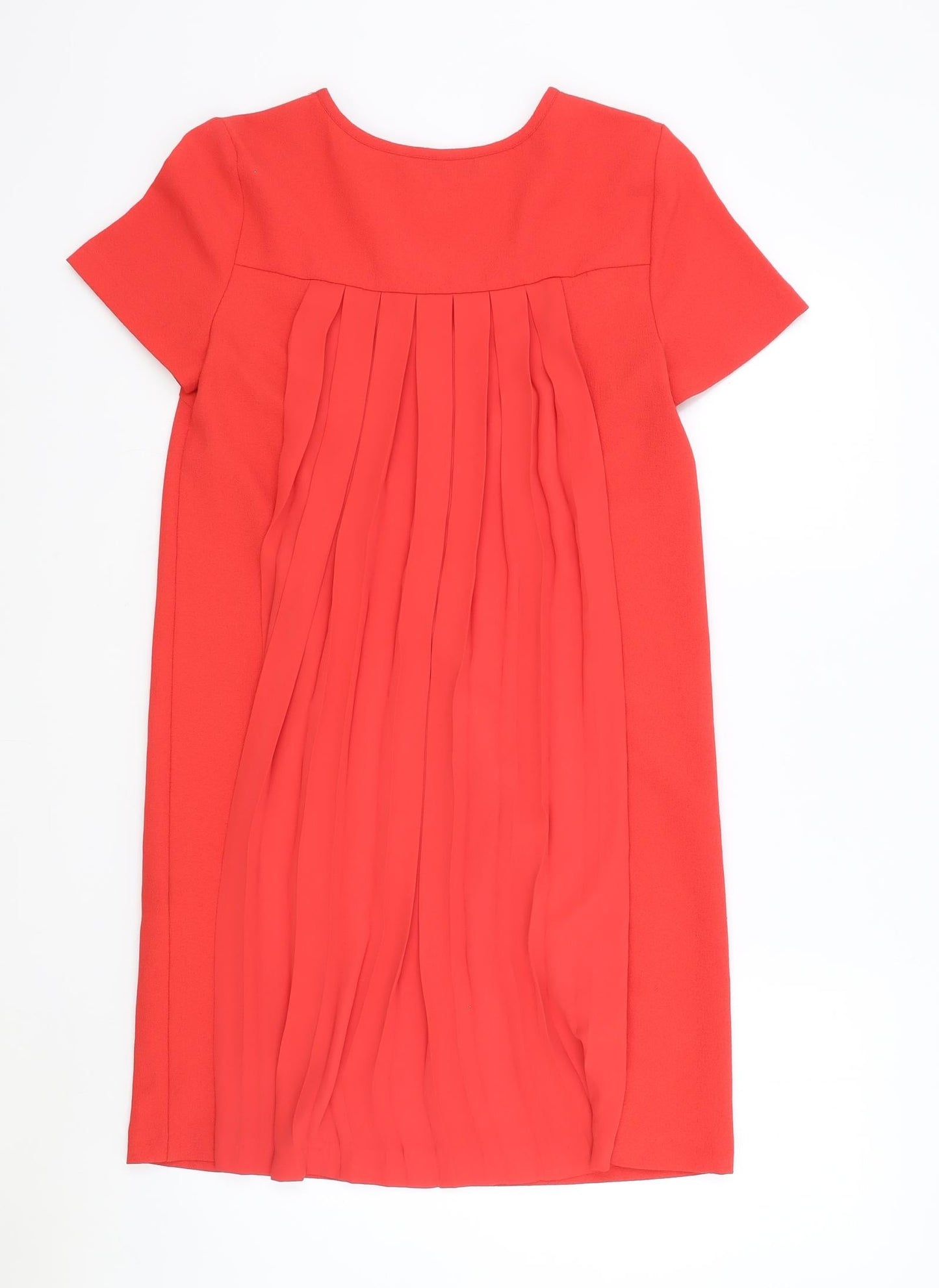 Zara Womens Red Polyester A-Line Size XS Round Neck Zip