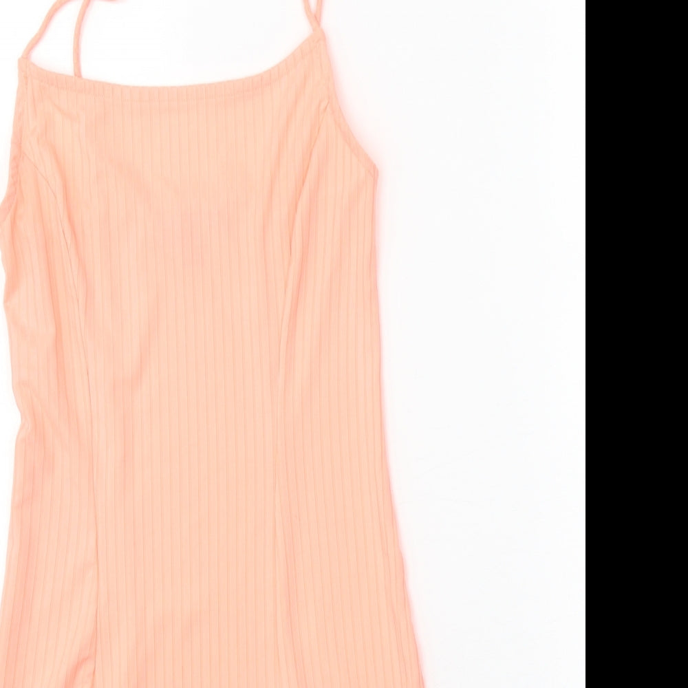 Primark Womens Pink Polyester Tank Dress Size 6 Square Neck Pullover