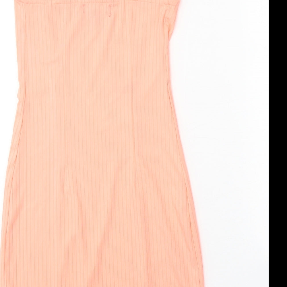 Primark Womens Pink Polyester Tank Dress Size 6 Square Neck Pullover