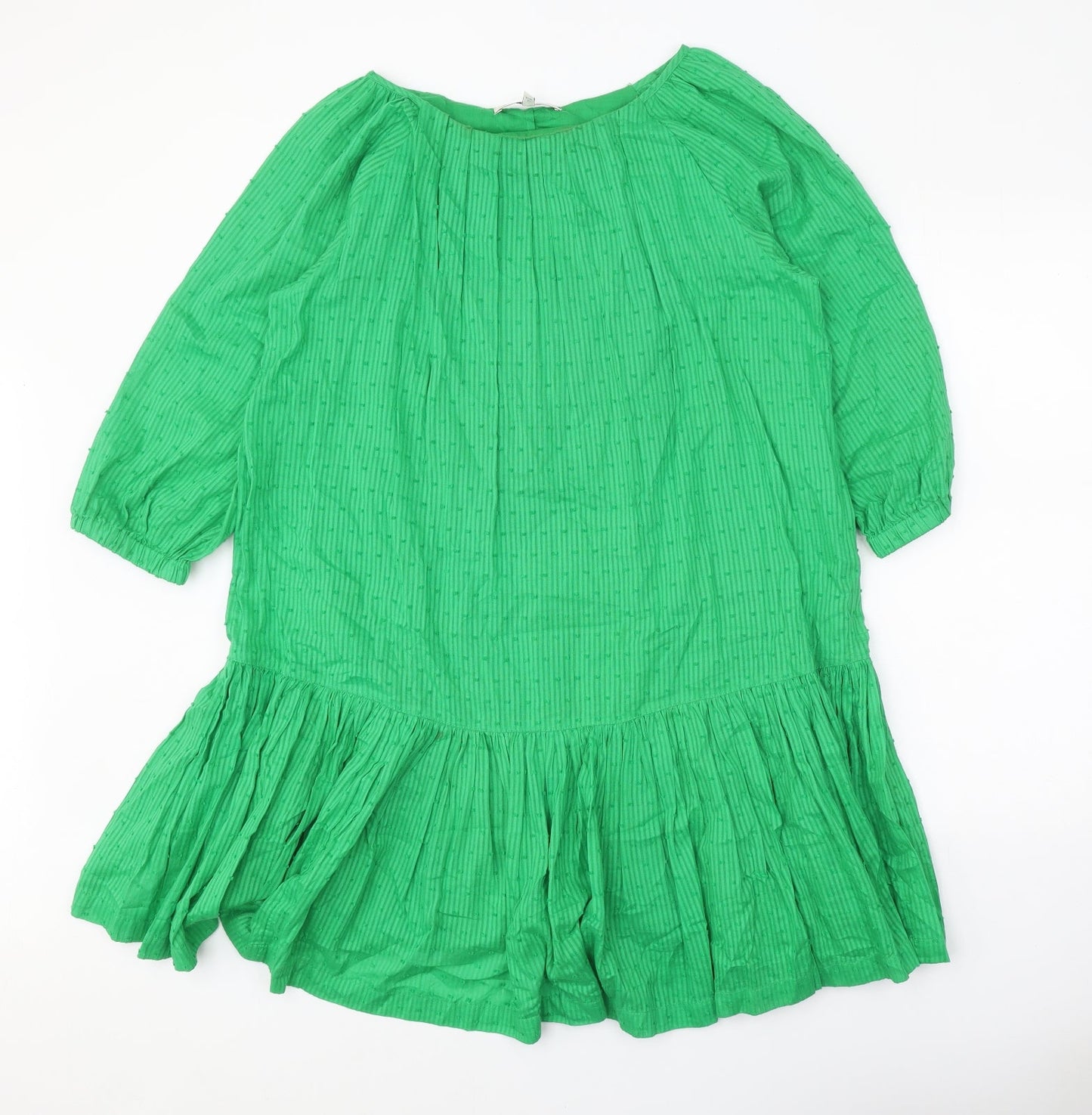 NEXT Womens Green Geometric 100% Cotton A-Line Size 12 Round Neck Pullover