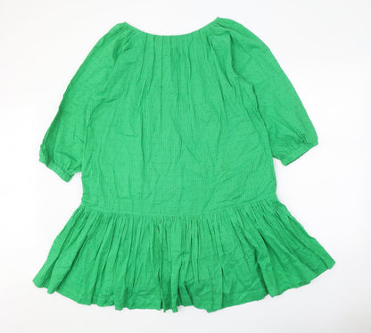 NEXT Womens Green Geometric 100% Cotton A-Line Size 12 Round Neck Pullover