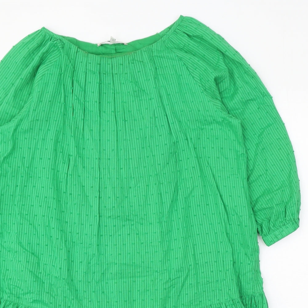 NEXT Womens Green Geometric 100% Cotton A-Line Size 12 Round Neck Pullover