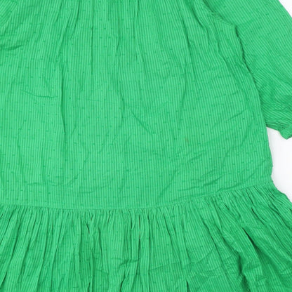 NEXT Womens Green Geometric 100% Cotton A-Line Size 12 Round Neck Pullover