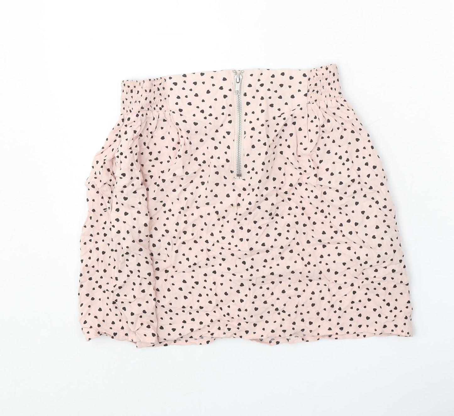 Divided Womens Pink Geometric Viscose Skater Skirt Size 6 Zip