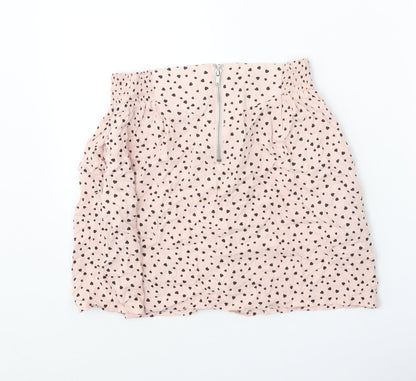 Divided Womens Pink Geometric Viscose Skater Skirt Size 6 Zip