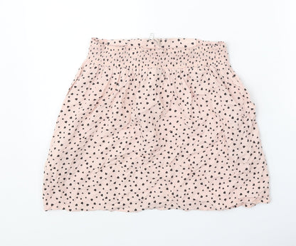 Divided Womens Pink Geometric Viscose Skater Skirt Size 6 Zip