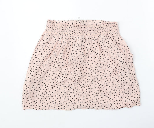 Divided Womens Pink Geometric Viscose Skater Skirt Size 6 Zip