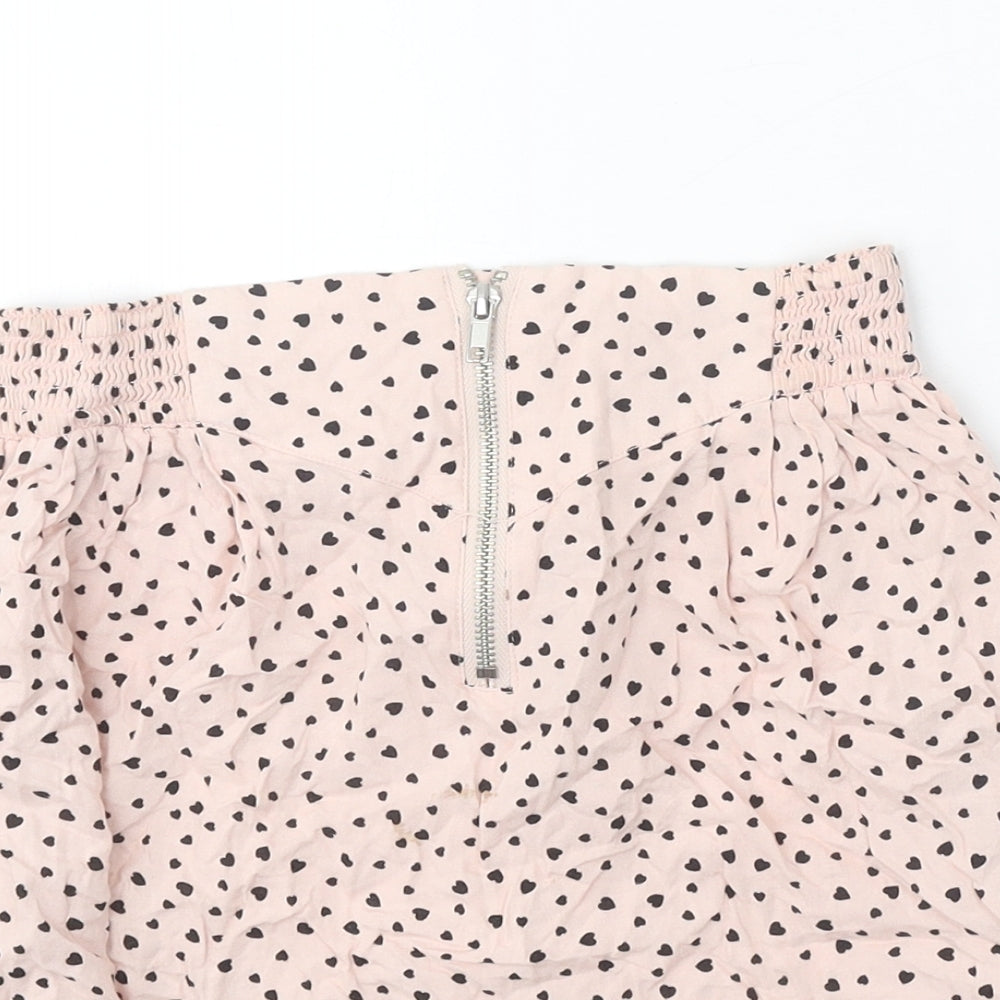 Divided Womens Pink Geometric Viscose Skater Skirt Size 6 Zip