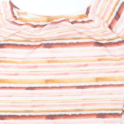 M&Co Womens Multicoloured Striped Polyester Basic T-Shirt Size 12 Off the Shoulder - Bardot