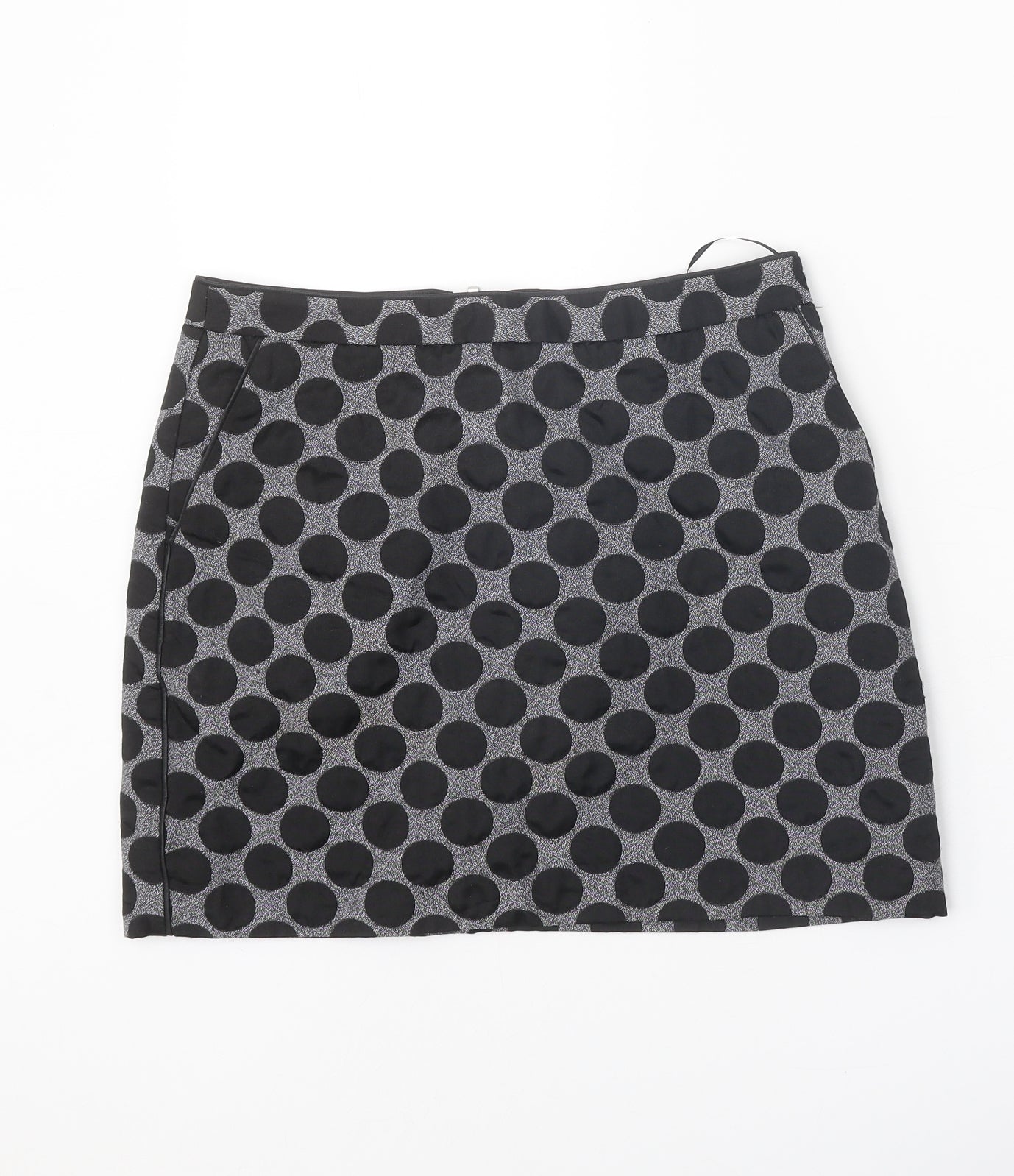 Oasis Womens Black Polka Dot Cotton Straight & Pencil Skirt Size 10 Zip
