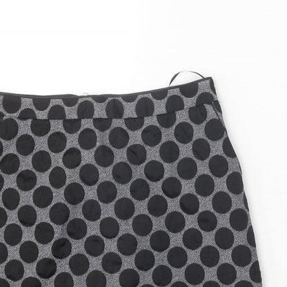 Oasis Womens Black Polka Dot Cotton Straight & Pencil Skirt Size 10 Zip
