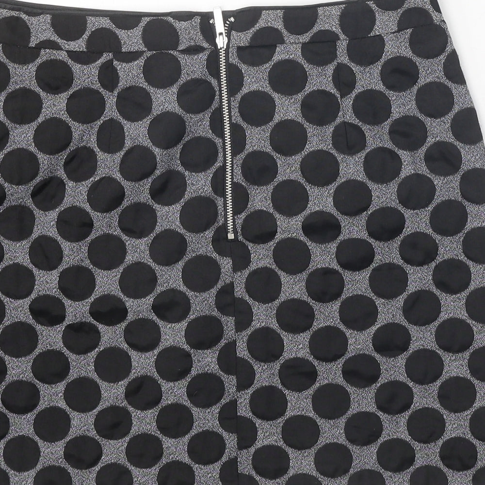 Oasis Womens Black Polka Dot Cotton Straight & Pencil Skirt Size 10 Zip