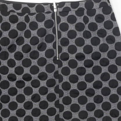 Oasis Womens Black Polka Dot Cotton Straight & Pencil Skirt Size 10 Zip