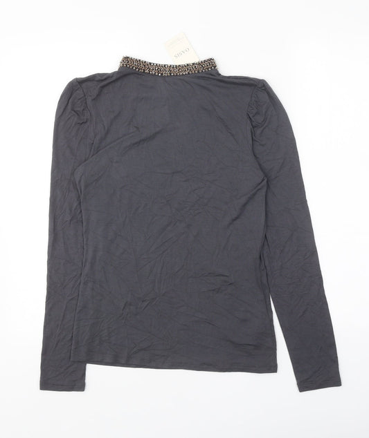 Womens UK Size XS Oasis Grey Basic Blouse