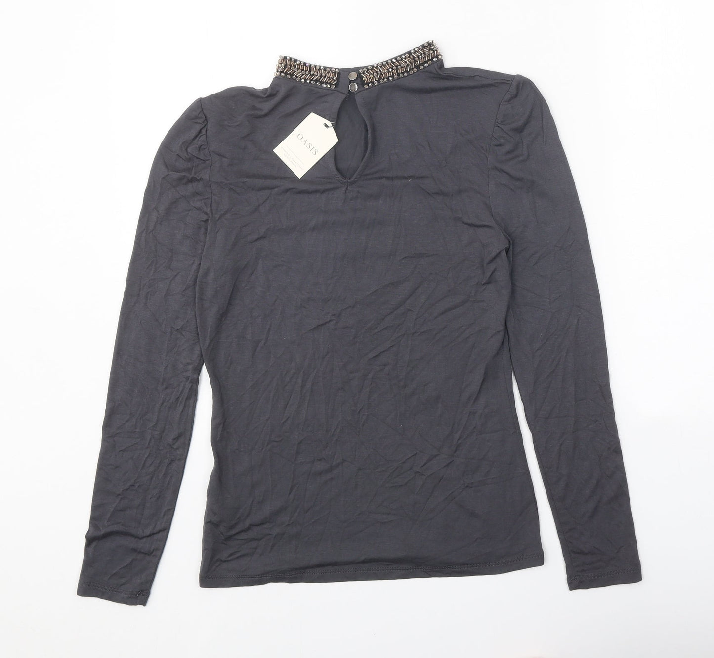 Womens UK Size XS Oasis Grey Basic Blouse