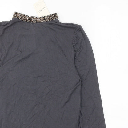 Womens UK Size XS Oasis Grey Basic Blouse