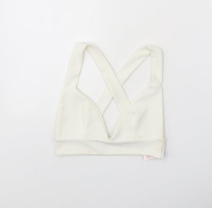 Womens UK Size 4 PRETTYLITTLETHING White Cropped Tank