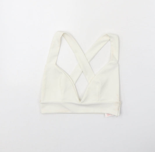 Womens UK Size 4 PRETTYLITTLETHING White Cropped Tank