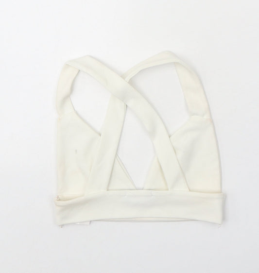 Womens UK Size 4 PRETTYLITTLETHING White Cropped Tank
