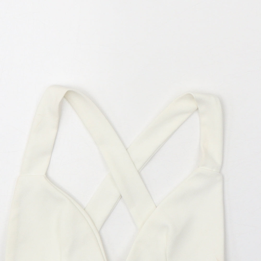Womens UK Size 4 PRETTYLITTLETHING White Cropped Tank