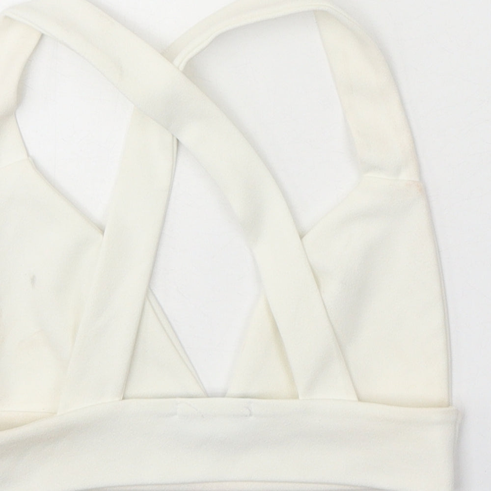 Womens UK Size 4 PRETTYLITTLETHING White Cropped Tank