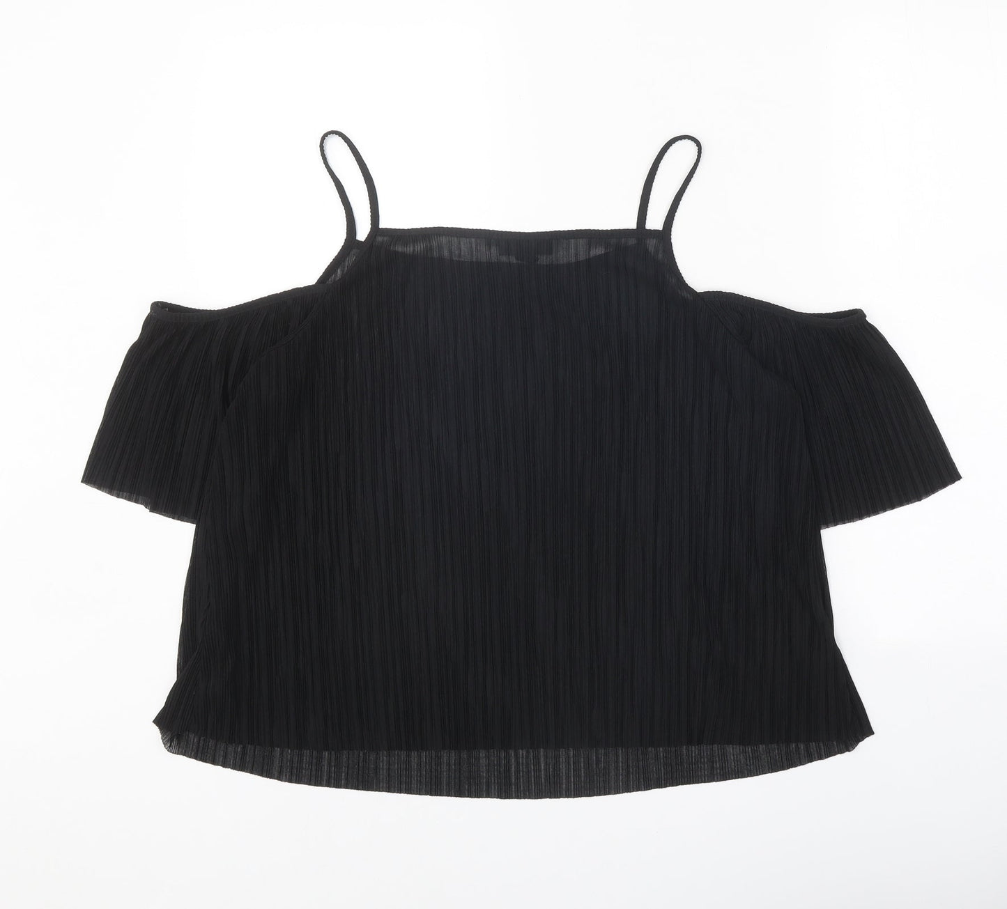 Topshop Womens Black Polyester Basic Blouse Size 12 Square Neck