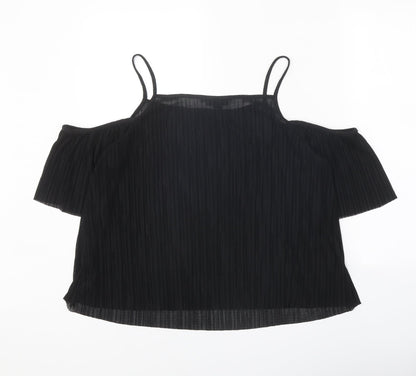 Topshop Womens Black Polyester Basic Blouse Size 12 Square Neck