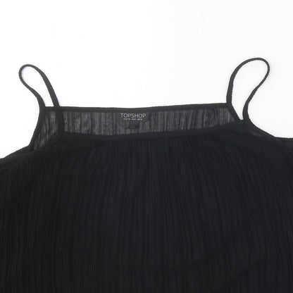 Topshop Womens Black Polyester Basic Blouse Size 12 Square Neck