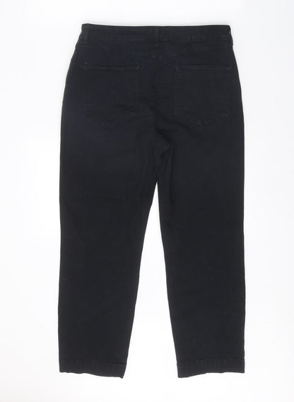 Phase Eight Womens Black Cotton Straight Jeans Size 30 in Regular Zip