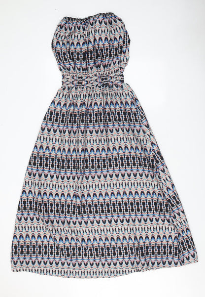 Preworn Womens Multicoloured Geometric Polyester A-Line One Size Off the Shoulder Tie