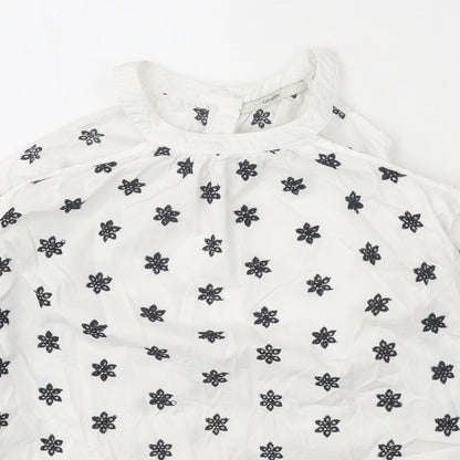 George Womens White Geometric Polyester Basic Blouse Size 8 Round Neck - Cold Shoulders