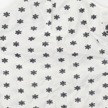 George Womens White Geometric Polyester Basic Blouse Size 8 Round Neck - Cold Shoulders