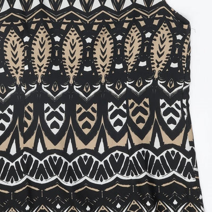 Monsoon Womens Black Geometric Polyester Pencil Dress One Size Round Neck Zip