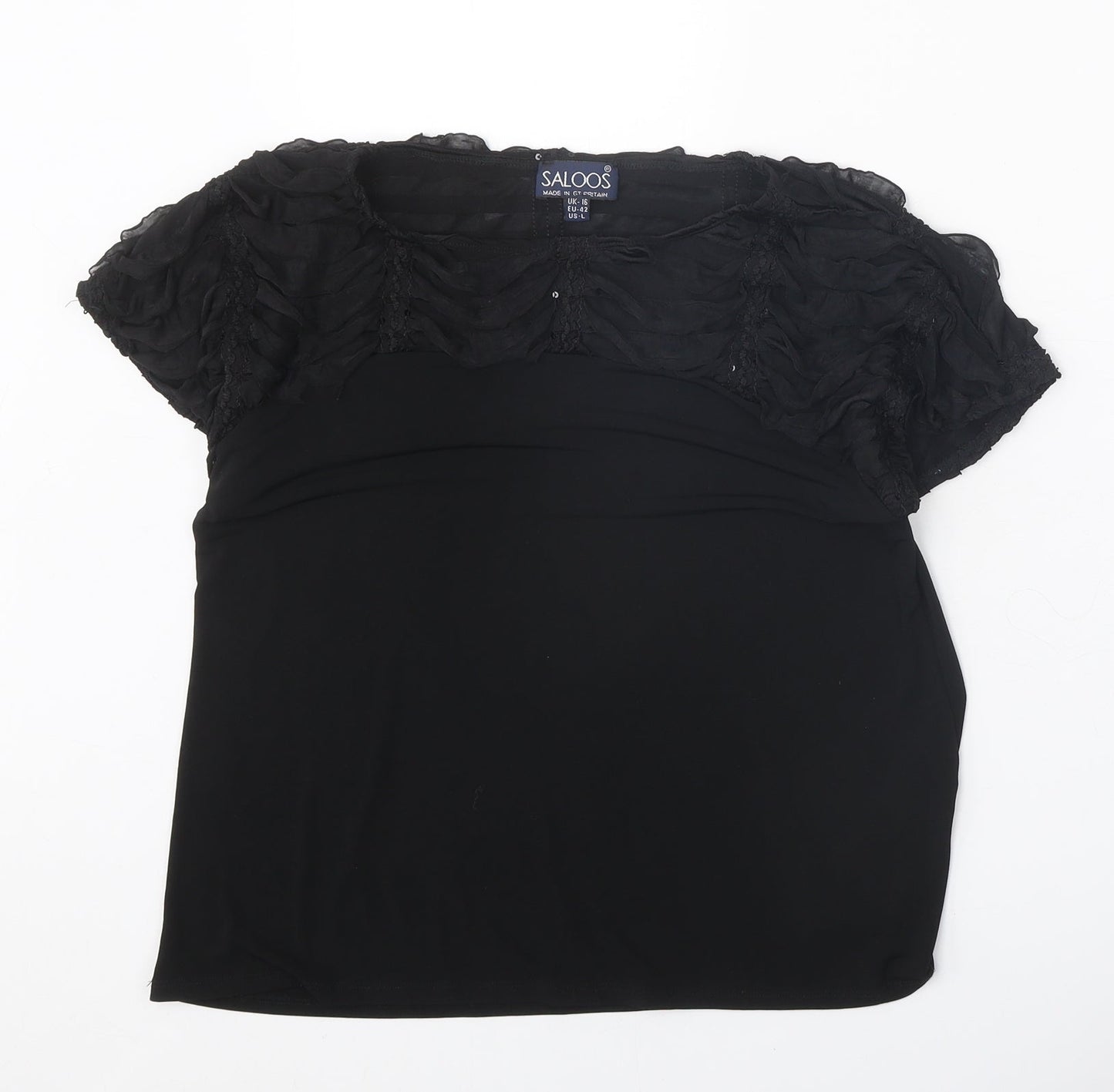 Womens UK Size 16 Saloos Black Basic Blouse
