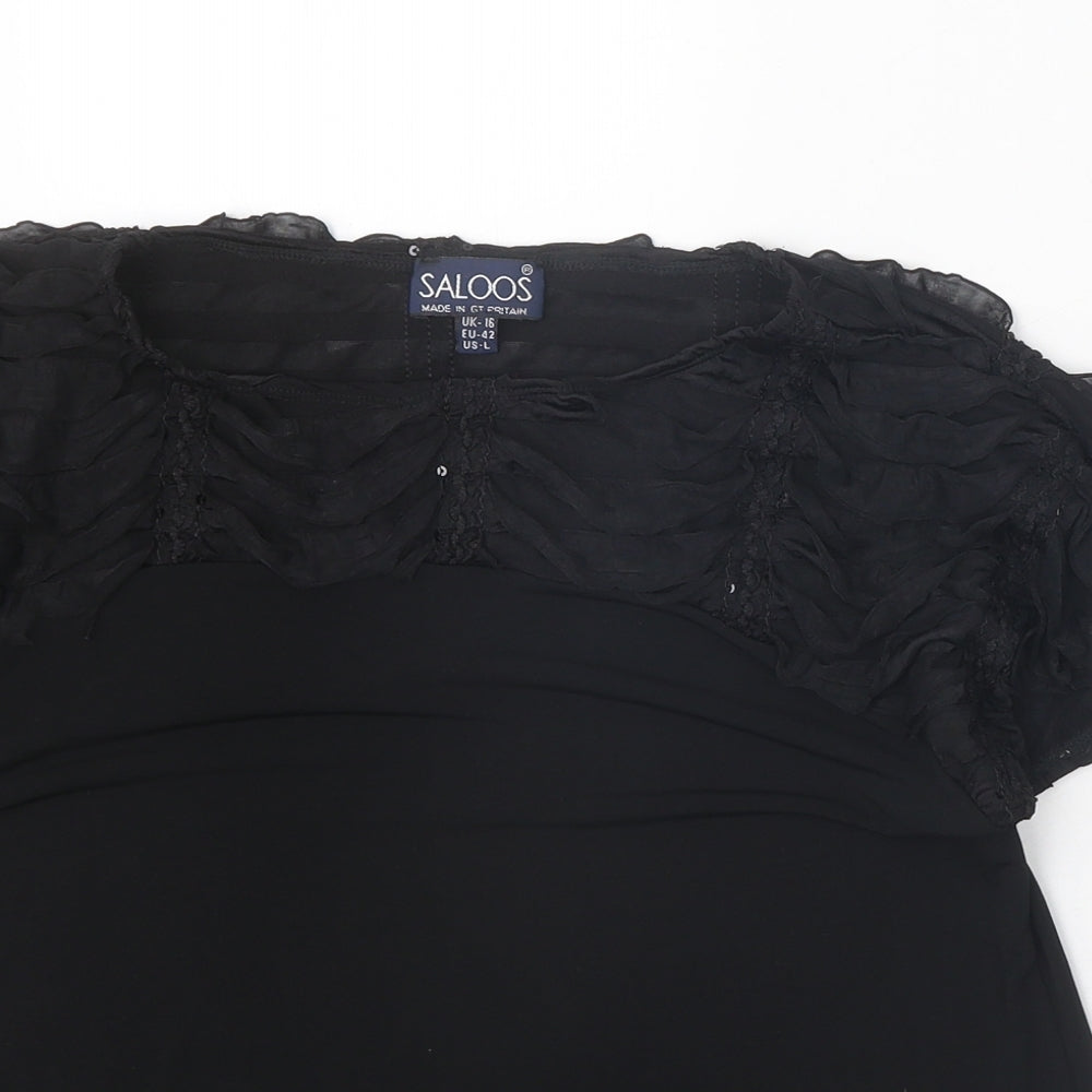 Womens UK Size 16 Saloos Black Basic Blouse