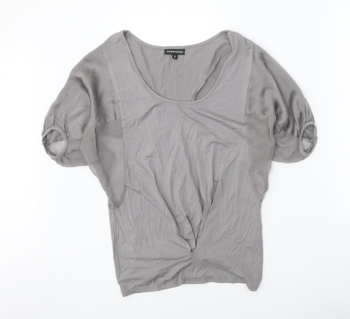 Womens UK Size 10 Warehouse Grey Basic Blouse