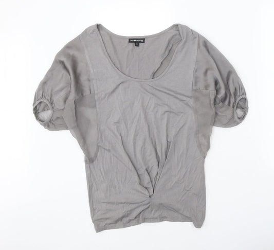 Womens UK Size 10 Warehouse Grey Basic Blouse