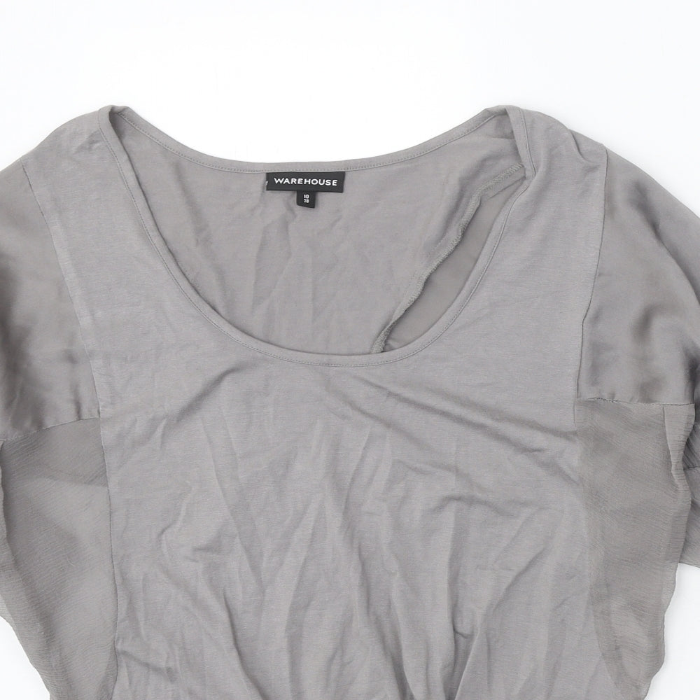Womens UK Size 10 Warehouse Grey Basic Blouse