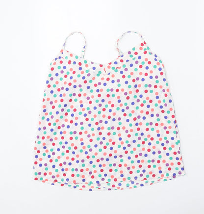 Adore Womens White Polka Dot Polyester Basic Tank Size S V-Neck