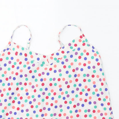 Adore Womens White Polka Dot Polyester Basic Tank Size S V-Neck