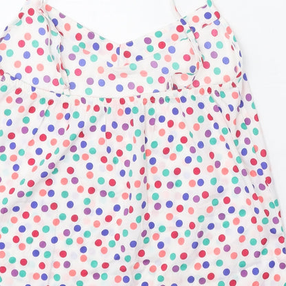 Adore Womens White Polka Dot Polyester Basic Tank Size S V-Neck