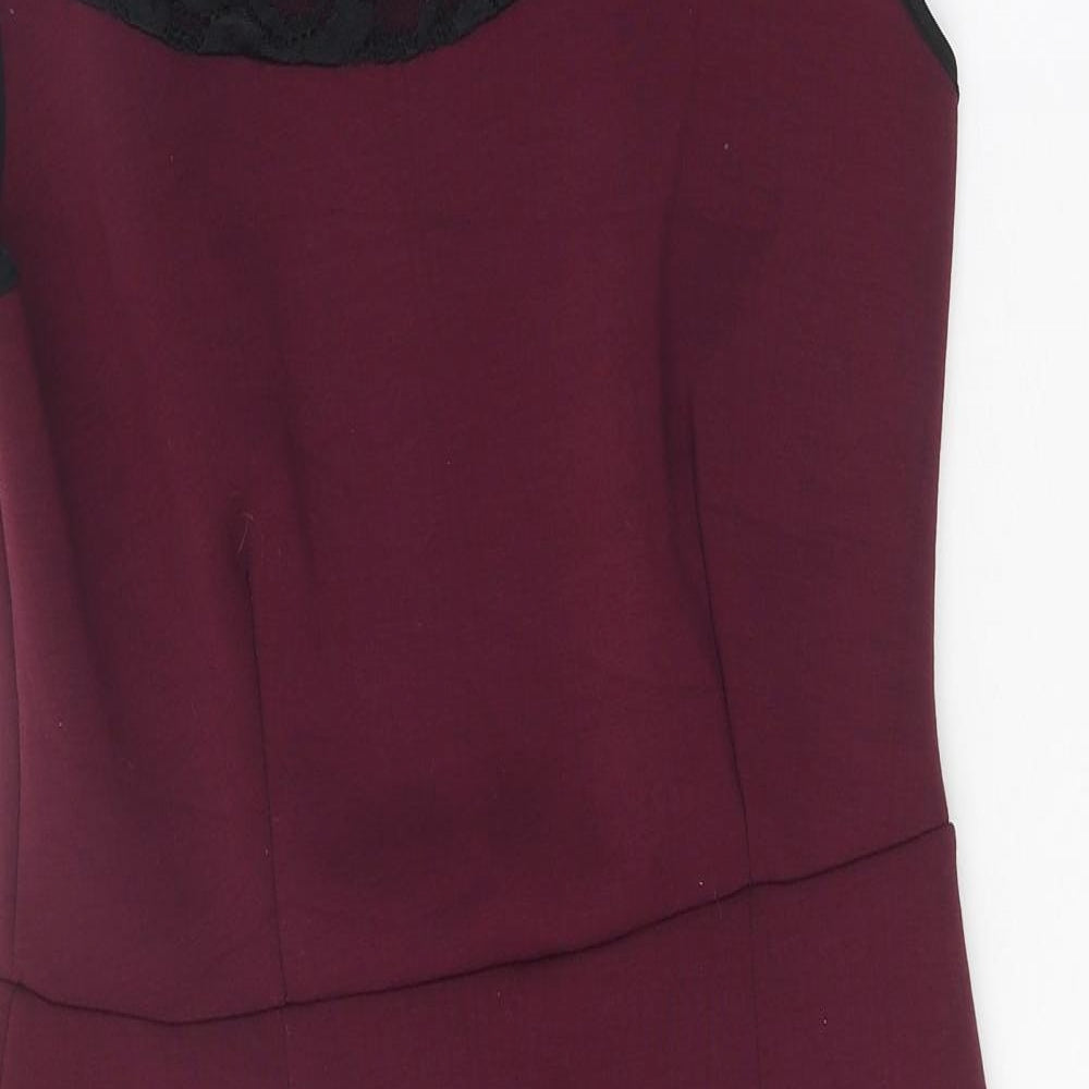 HMK Womens Purple Viscose A-Line Size 12 Round Neck Pullover
