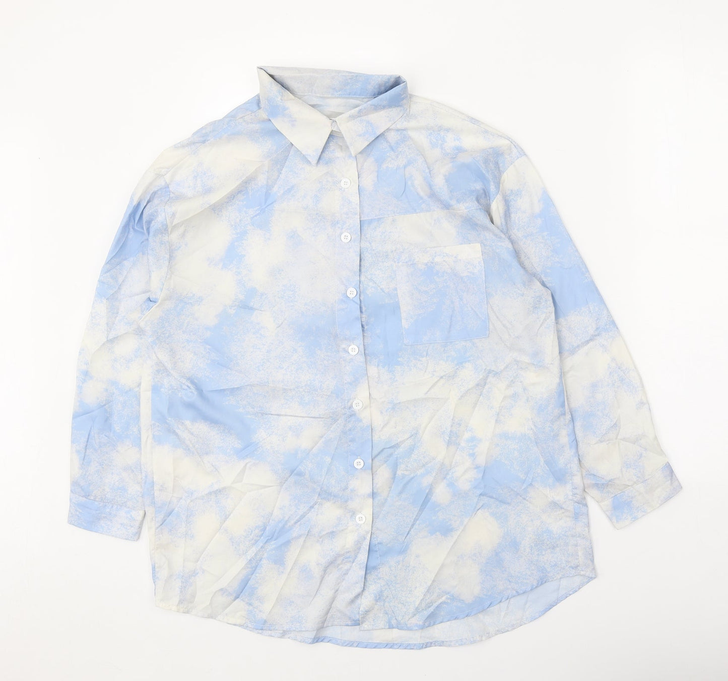 Womens UK Size S Dazy Blue Basic Button-Up