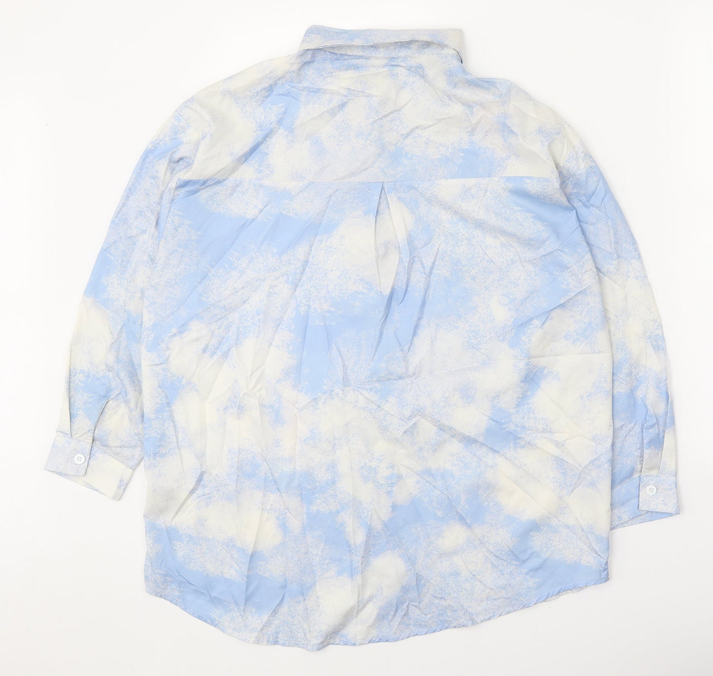 Womens UK Size S Dazy Blue Basic Button-Up