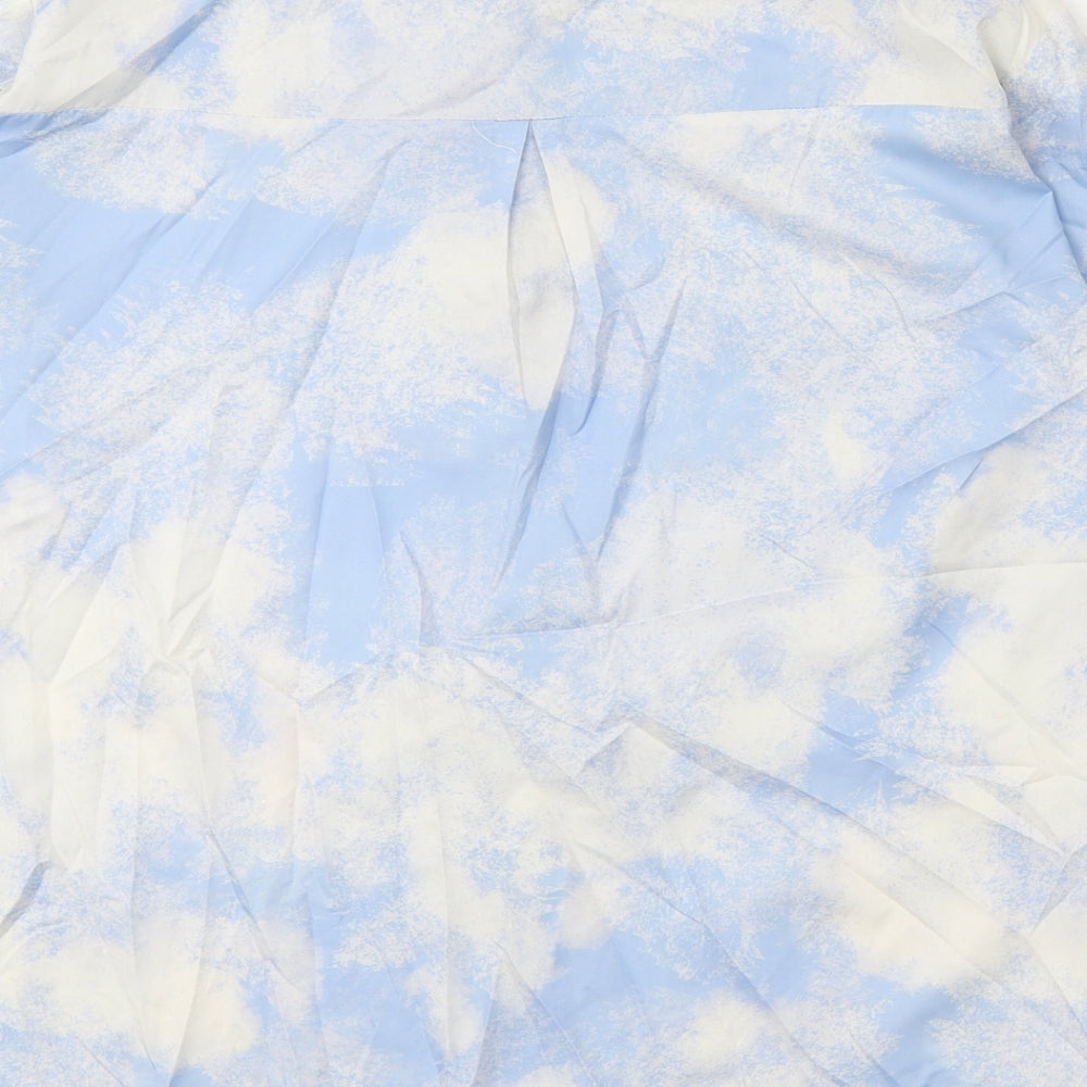 Womens UK Size S Dazy Blue Basic Button-Up