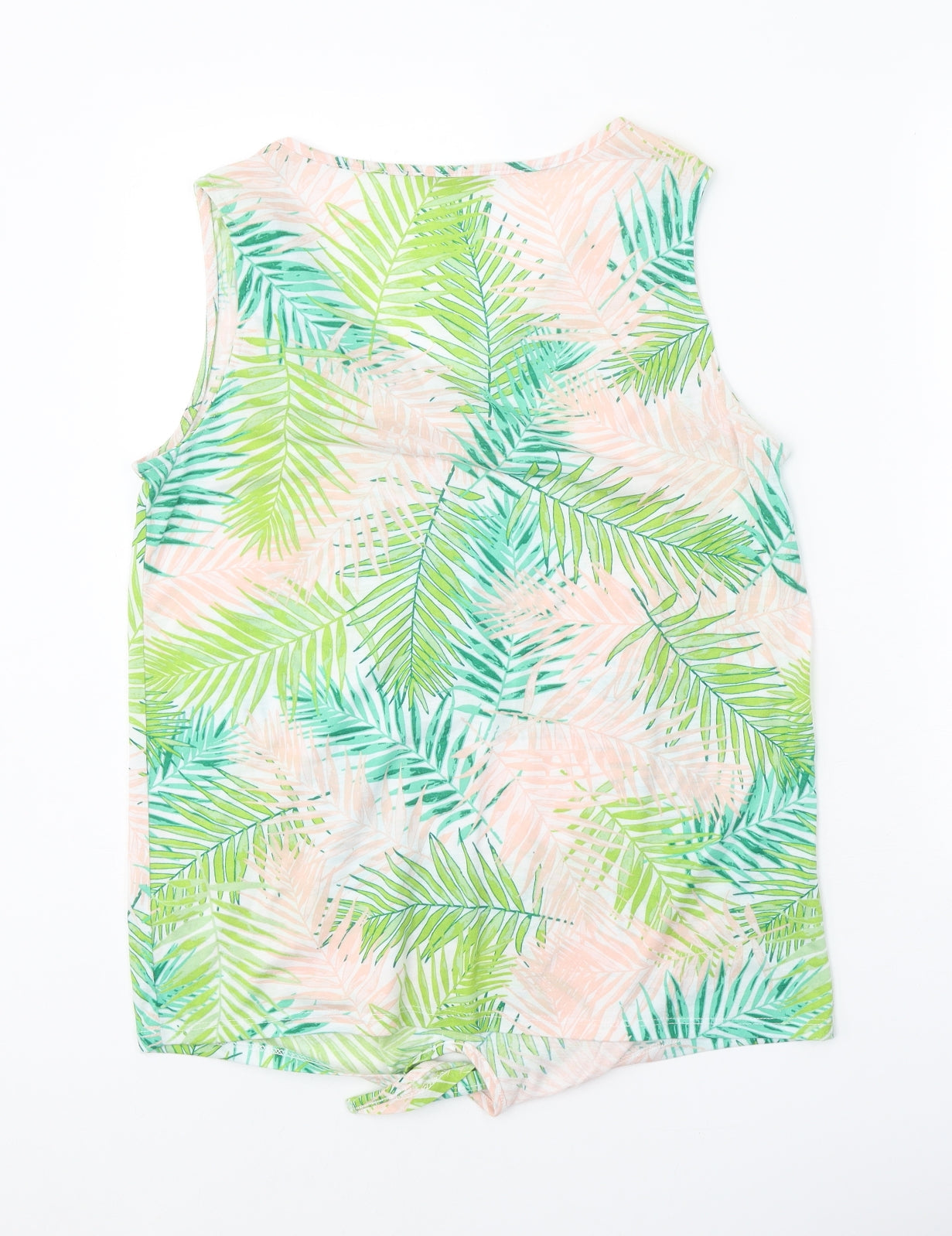 George Womens Green Geometric Polyester Basic Button-Up Size 12 V-Neck