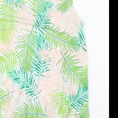 George Womens Green Geometric Polyester Basic Button-Up Size 12 V-Neck